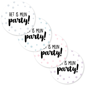 Stickers 'Het is mijn party' Combi Set rond