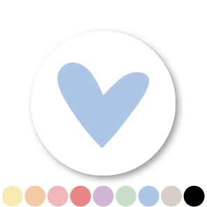 Stickers 'Hartje' gekleurd pastel rond