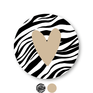Stickers 'Hartje' Zebra print rond