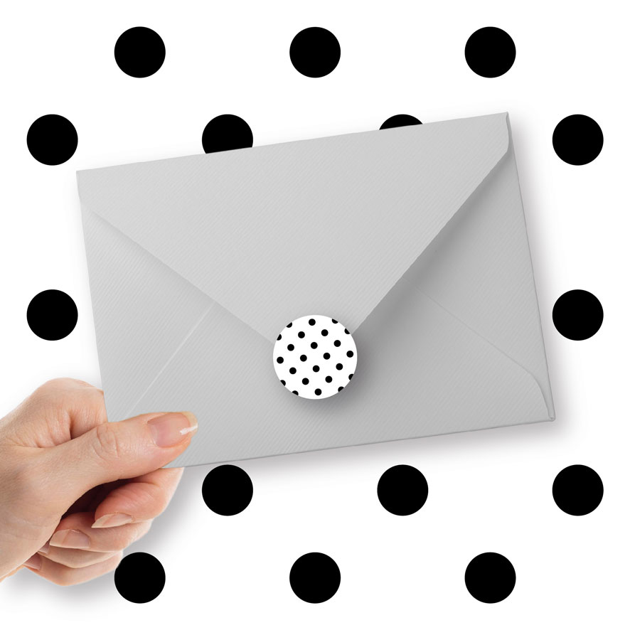 Sticker 'Ronde stippen' wit rond patronen envelop