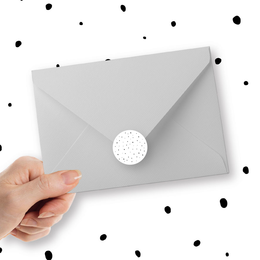 Sticker 'Stipjes' wit rond patronen envelop
