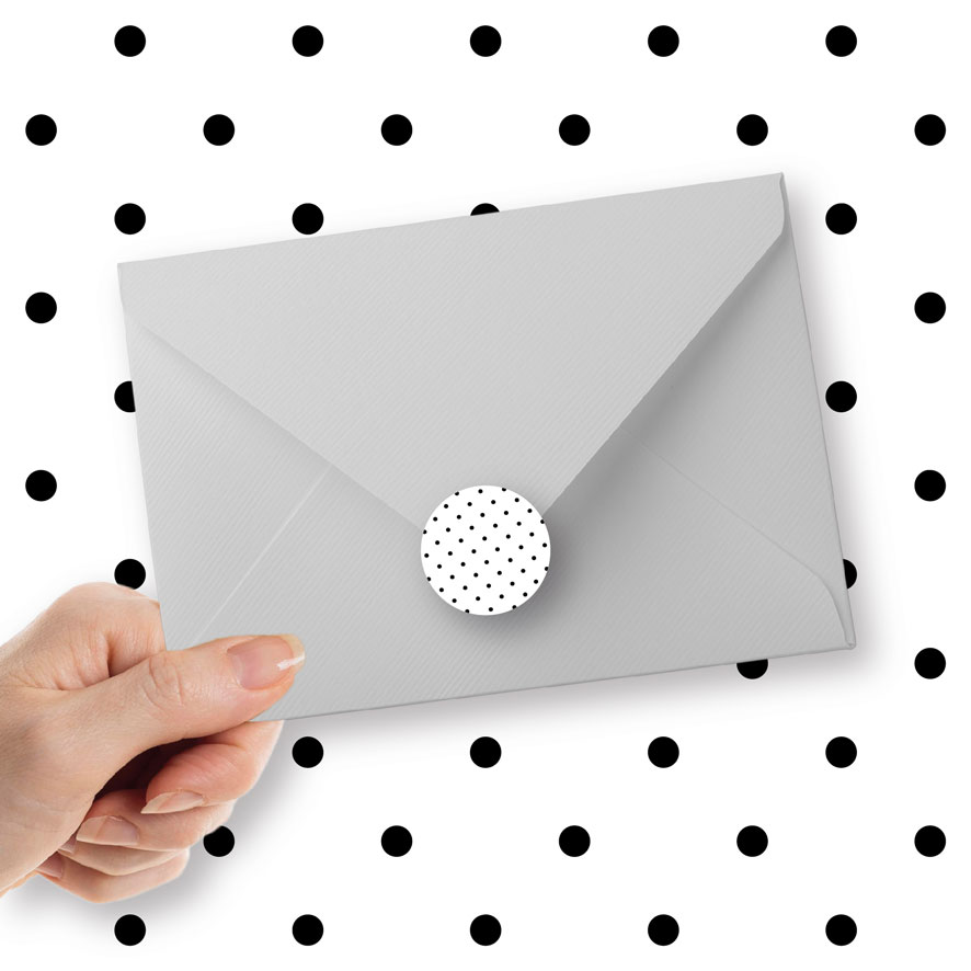 Sticker 'Stippen' wit rond patronen envelop