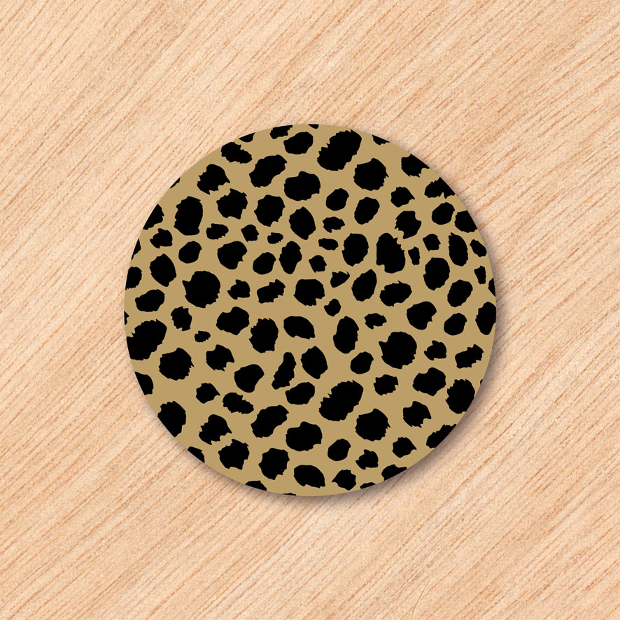 Stickers 'Jaguar print' lichtbruin rond 30mm en 40mm patronen