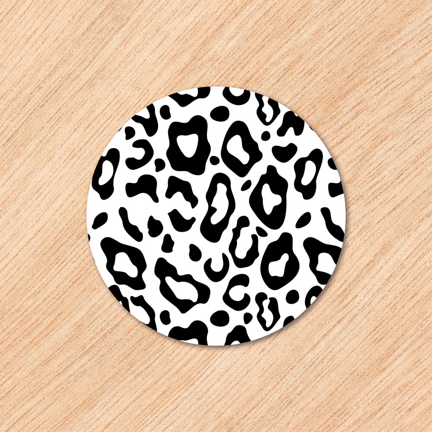 Stickers 'Panterprint' zwart/wit rond 30mm en 40mm patronen