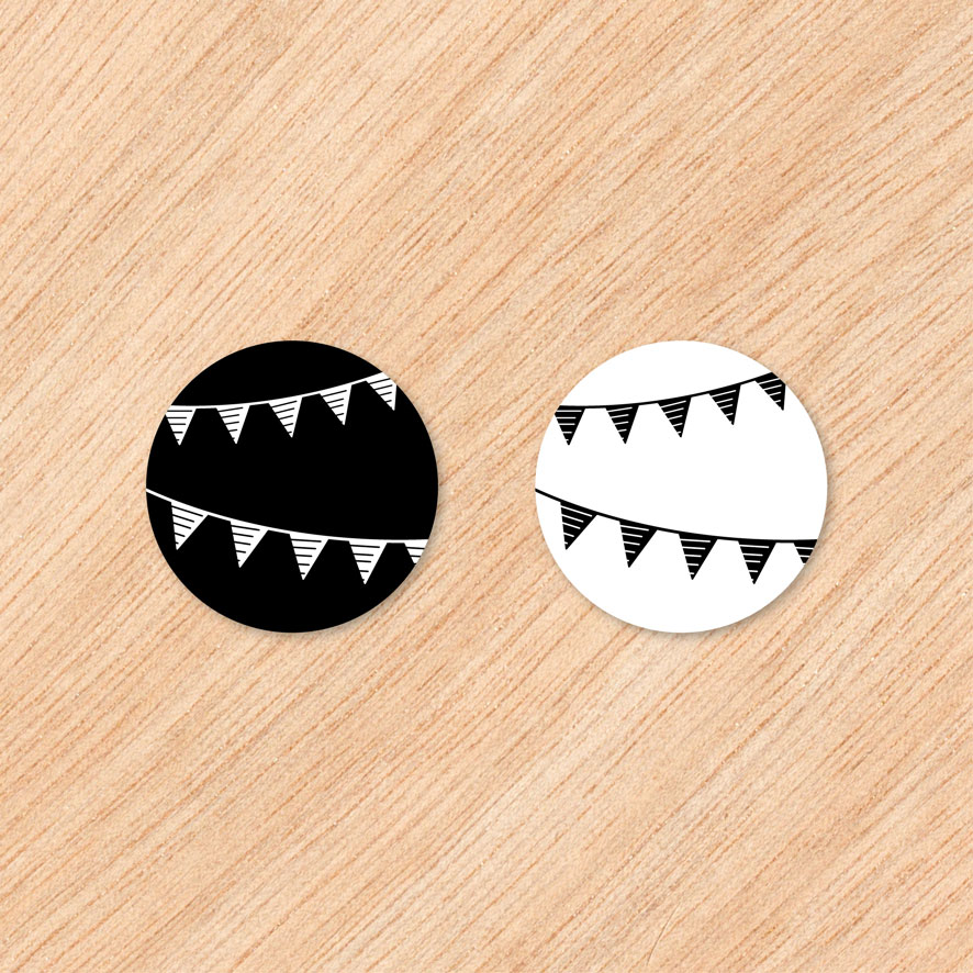Stickers 'Slingers' zwart, wit rond 30mm en 40mm patronen