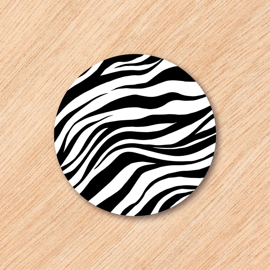Stickers 'Zebra print' zwart/wit rond 30mm en 40mm patronen