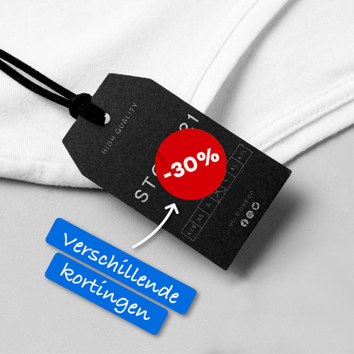 Kortingssticker hangtag t-shirt