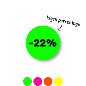 Kortingsstickers fluor met eigen percentage rond 15mm