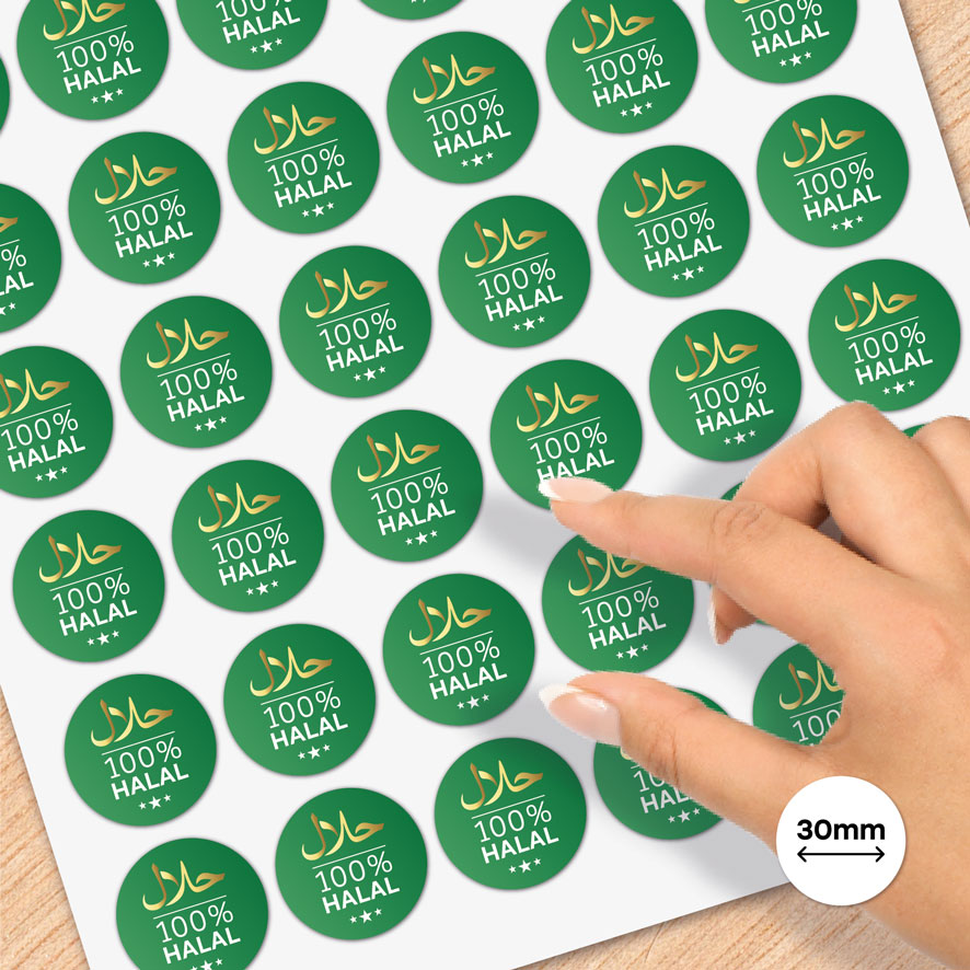 Stickervel A4 halal stickers lichtgroen rond 30mm