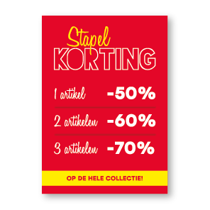 Stapelkorting poster, Op de hele collectie, rood