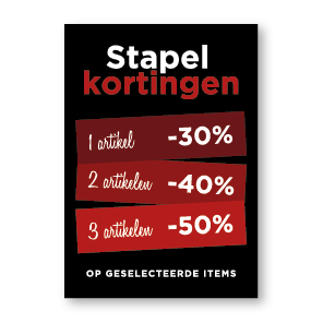 Stapelkorting poster, Op geselecteerde items, zwart