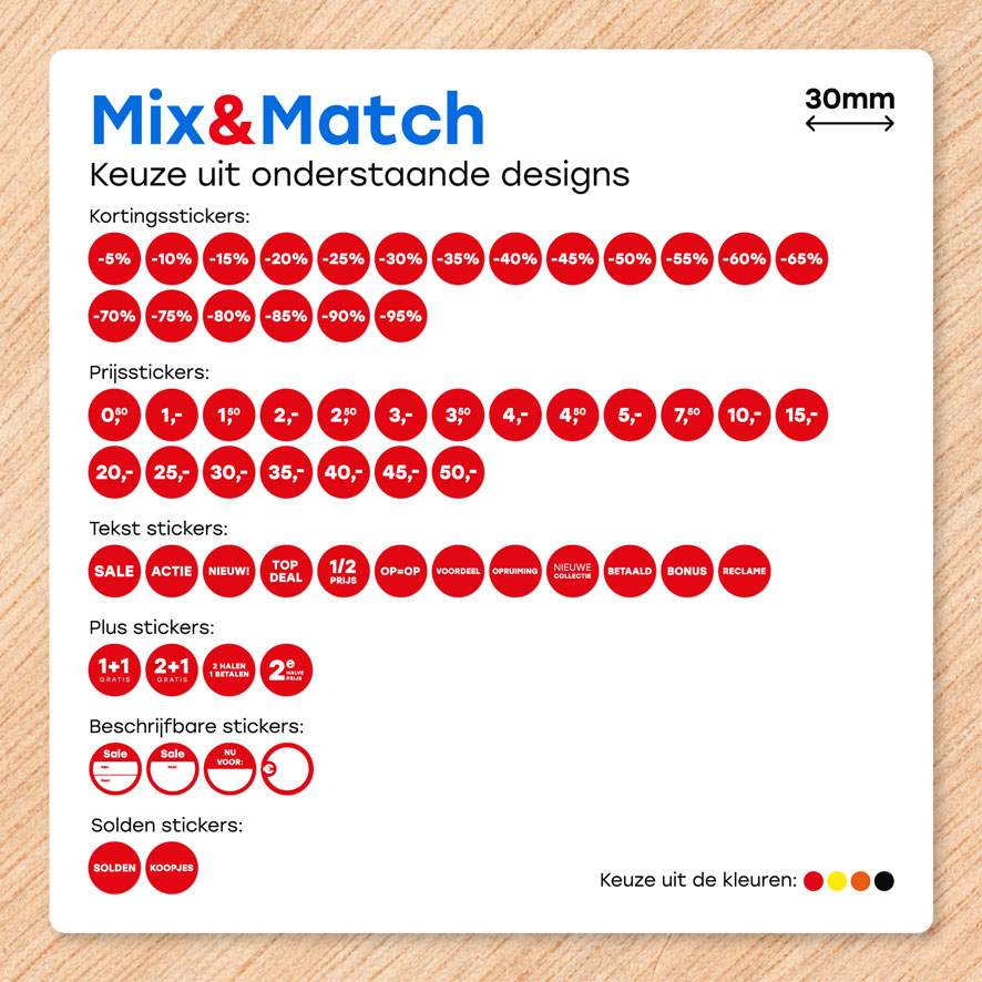 Stickers Mix&Match rond 30mm