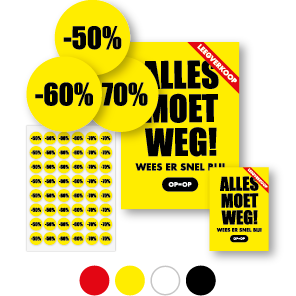 Alles moet weg poster, Kortingsstickers