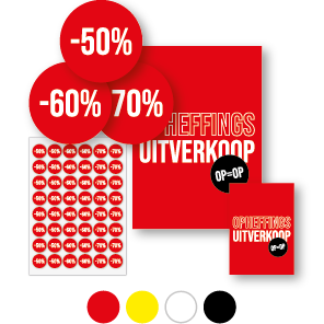 Opheffingsuitverkoop poster, Kortingsstickers