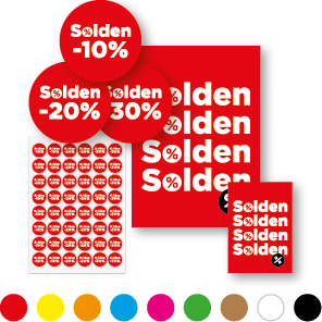 Solden poster, Kortingsstickers