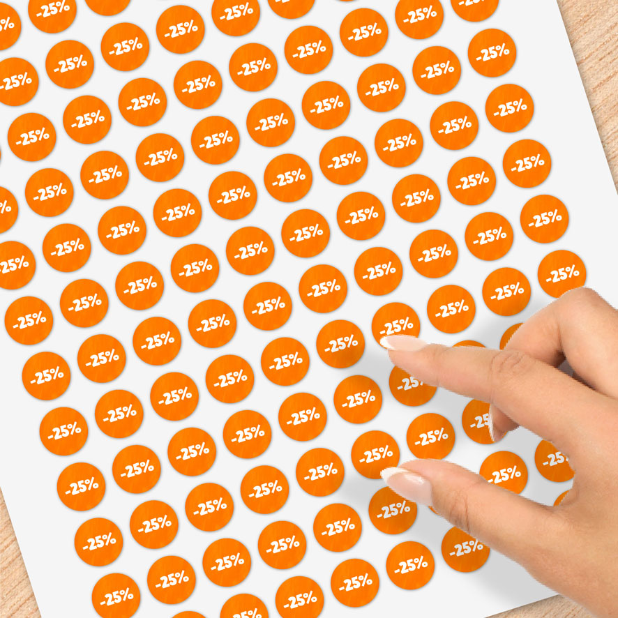 Stickervel A4 kortingsstickers Koningsdag oranje rond 15mm