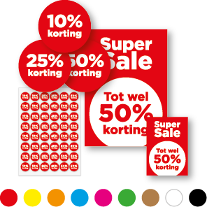 Super Sale poster, kKortingsstickers