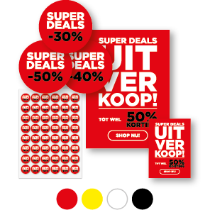 Uitverkoop poster, Kortingsstickers