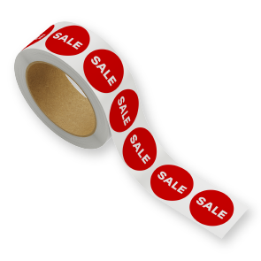 Sale stickers op rol rood rond 30mm